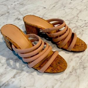 American Eagle pink strappy cork sandals